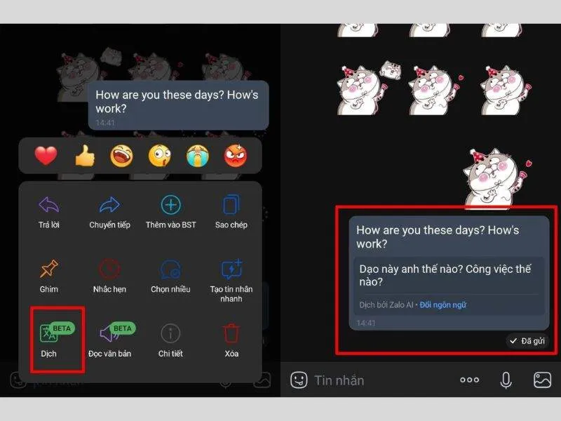 Cách dịch tin nhắn trên Zalo từ Anh sang Việt