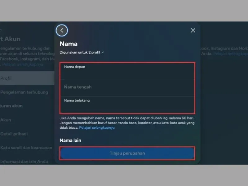 Hoàn tất cách đổi tên Facebook 1 chữ