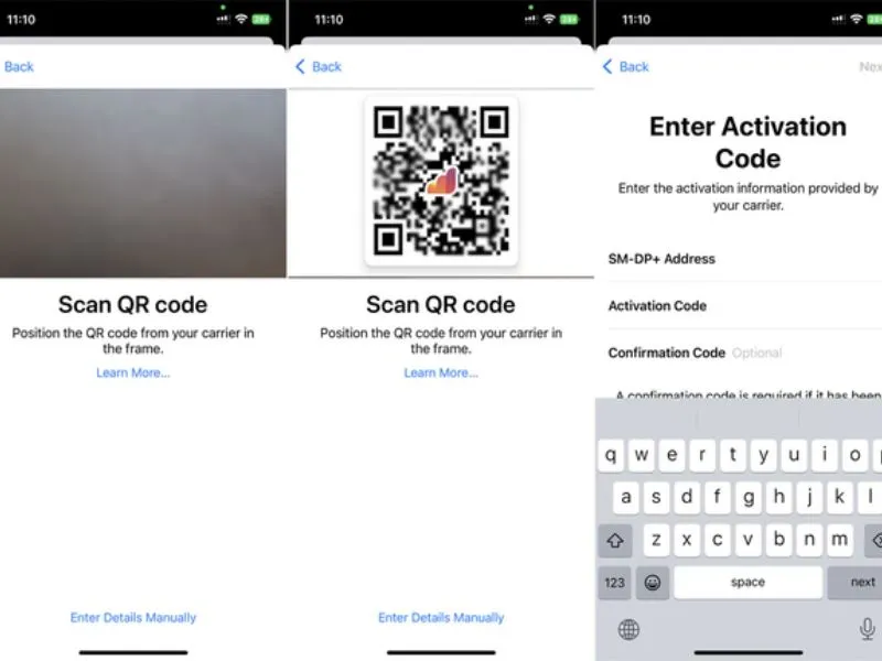 Quét mã QR khi cài esim cho iPhone 14 Pro Max