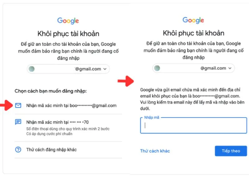 Cách lấy lại gmail mà không cần số điện thoại