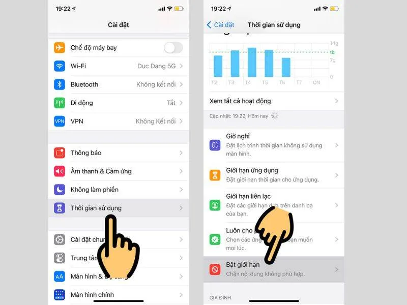 Bắt đầu cài đặt để tắt mua In App