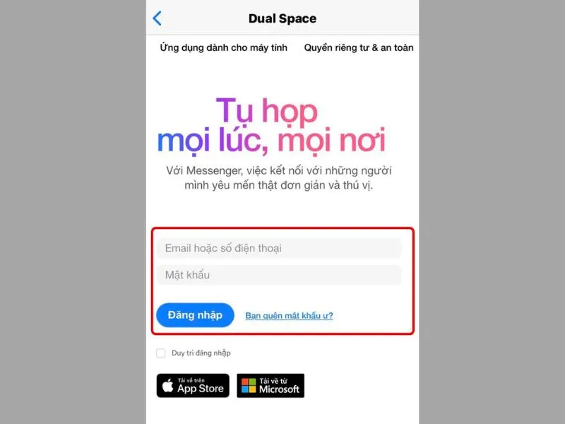 Nhập thông tin tài khoản
