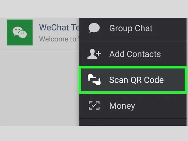 Cách quét mã Wechat cho người khác trong mục quét mã QR