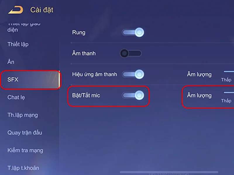 Vào SFX rồi bật mic lên, tăng âm lượng cao nhất