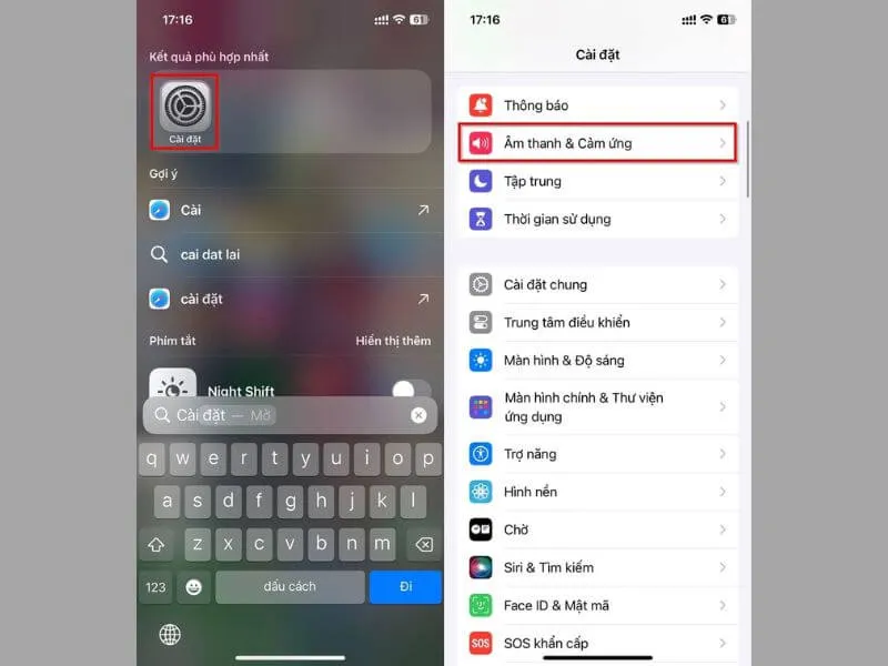 Vào cài đặt trên iPhone