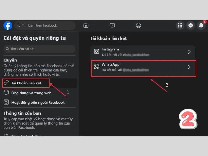 Mở mục liên kết trong Facebook để loại bỏ nó