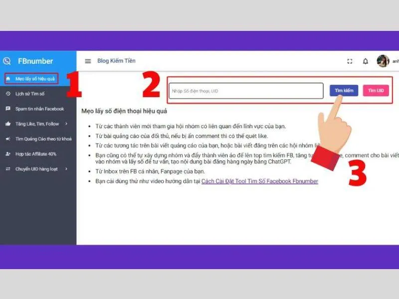 Quét số điện thoại Facebook bằng Fbnumber 