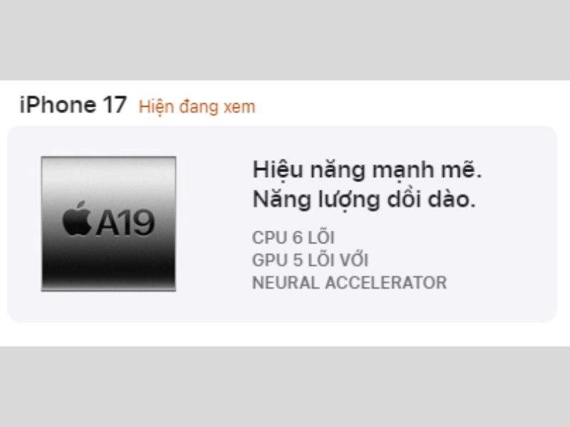 Chip A19 mạnh mẽ, hiệu năng xử lý tác vụ vượt trội