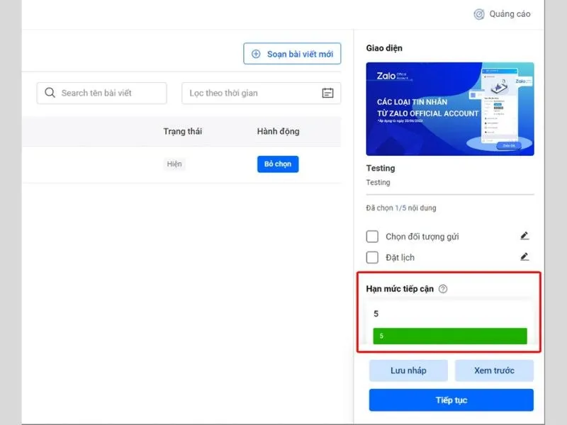 Điền thêm hạn mức cho tin của bạn