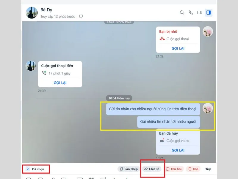 Nhóm các tin nhắn khác nhau cần gửi