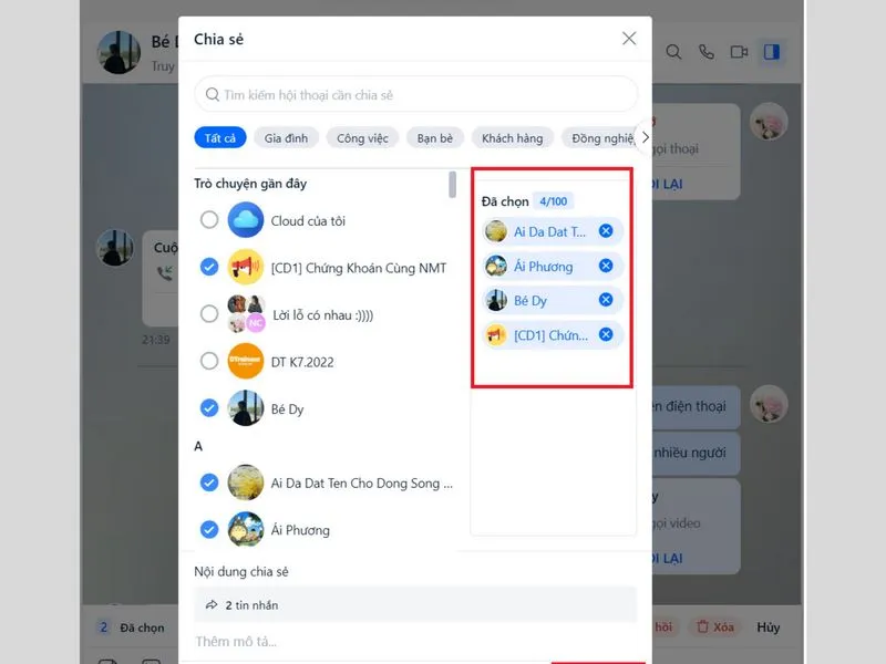 Hoàn tất quá trình gửi tin nhắn hàng loạt trên zalo