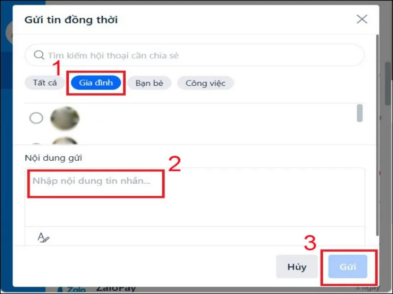 Nhập tin nhắn và gửi là xong