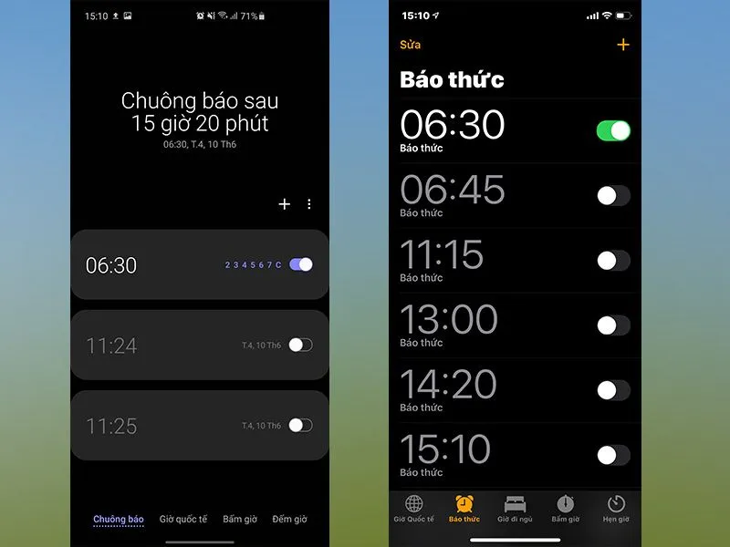 Sau khi xóa báo thức cũ bạn tạo báo thức mới