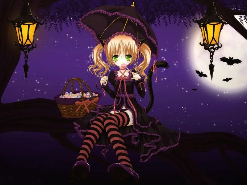 Phong cách hình nền anime Halloween