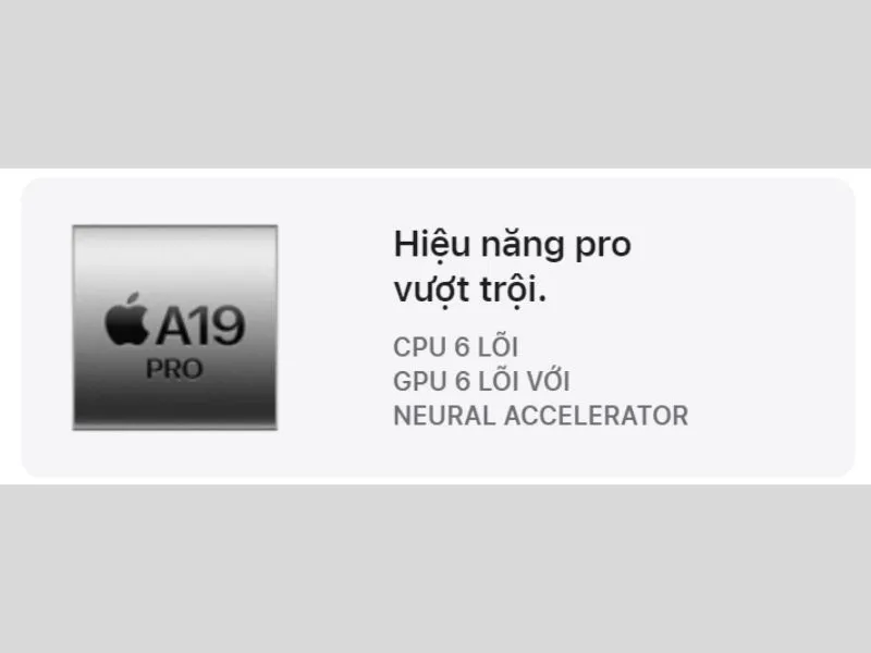 Con chip A19 Pro mạnh mẽ, xử lý tốt mọi tác vụ