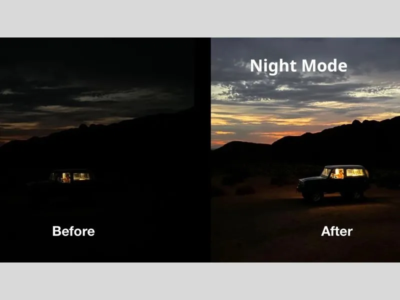 Sự khác biệt giữa có và không Night Mode