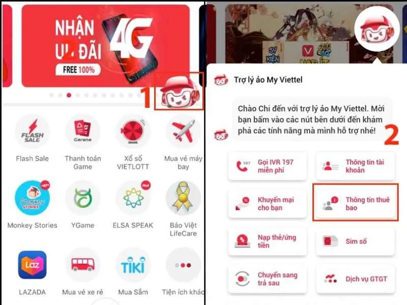 Kết nối My Viettel để kiểm tra sim 5G