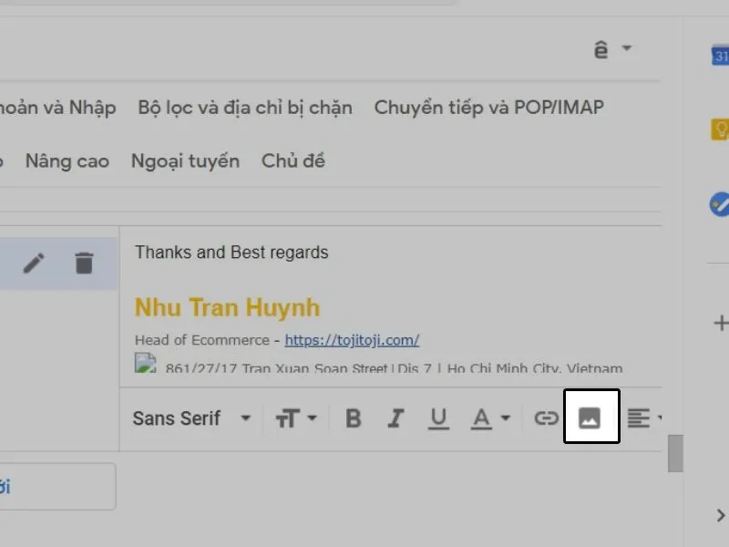 Chèn ảnh vào chữ ký nếu muốn