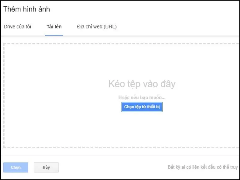 Chọn nguồn tải ảnh lên