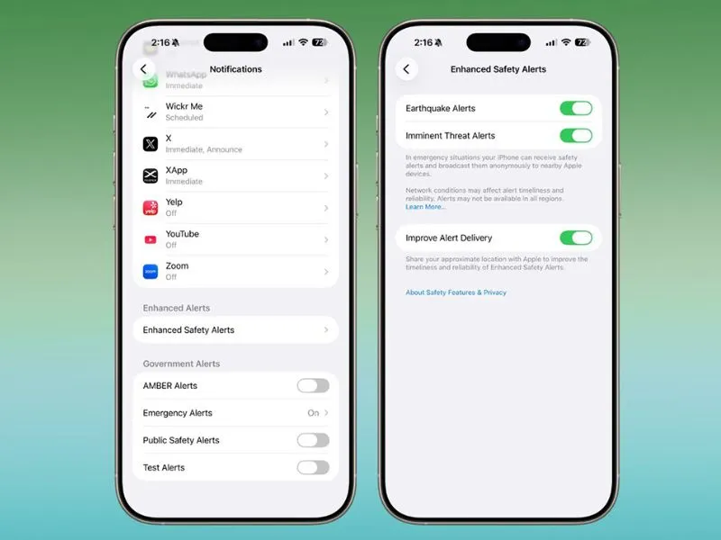 Bổ sung mục “Cảnh báo An toàn Nâng cao” trên iOS 26.2