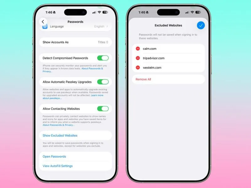 Cải tiến ứng dụng Passwords trong cài đặt iOS 26.2