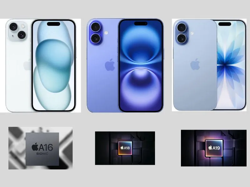 So sánh con chip giữa iPhone 16/15/17