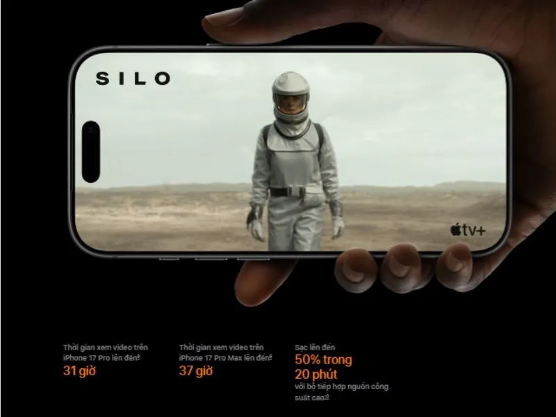 Thời gian sử dụng iPhone 17 Pro kéo dài cả ngày