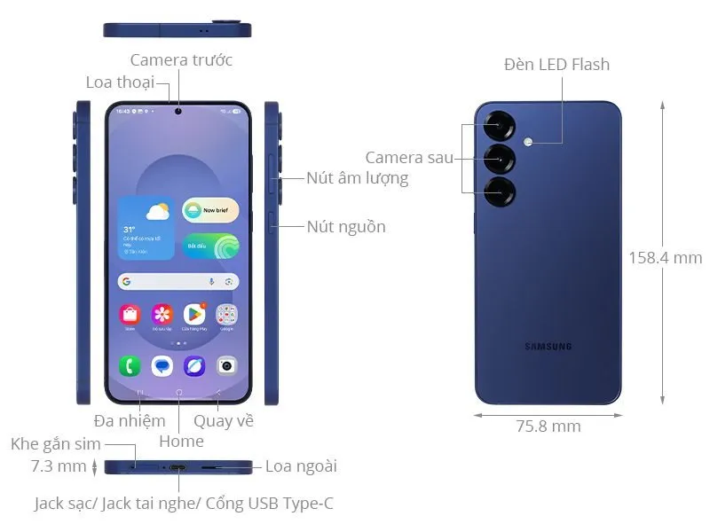 Thiết kế Galaxy S25 Plus hiện đại, bền bỉ