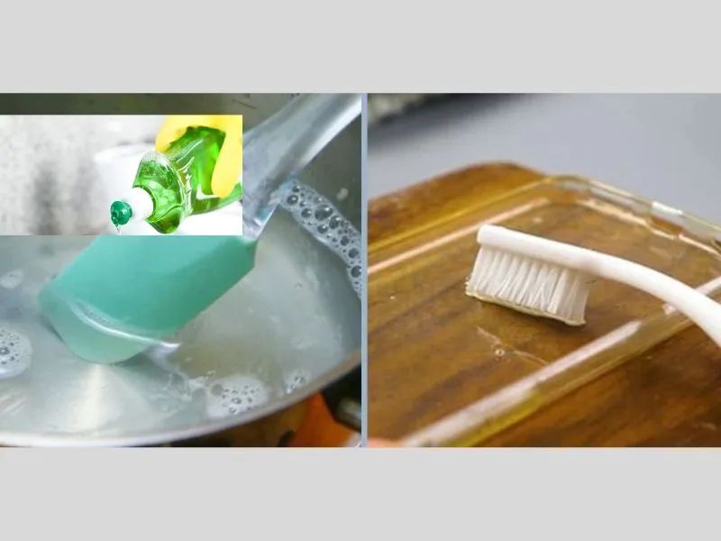 Dùng nước rửa chén để tẩy vết ố mới