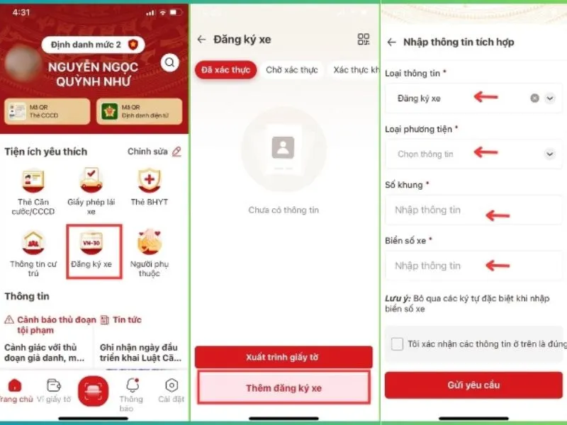 Các bước tích hợp đăng ký xe vào VNeID đơn giản