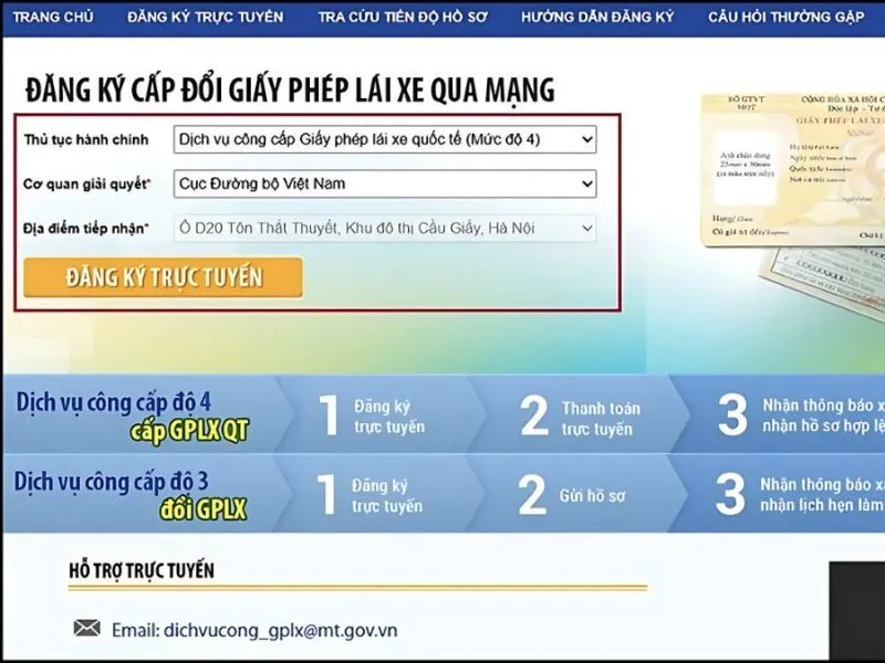 Vào cổng Dịch vụ công của Cục Đường bộ Việt Nam