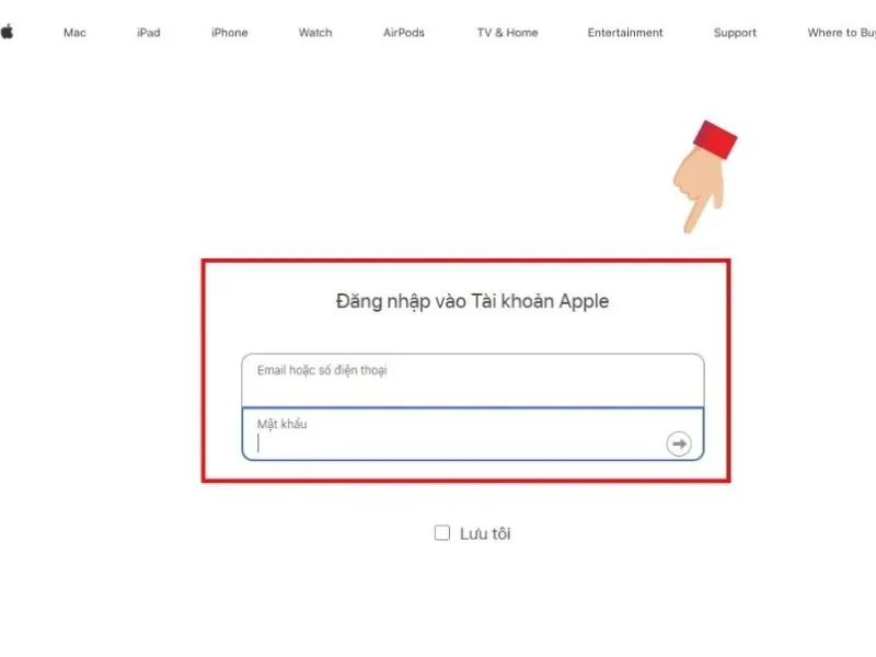 Đăng nhập vào tài khoản Apple