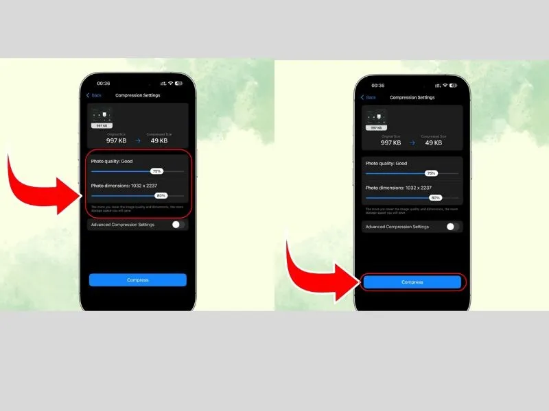 Điều chỉnh các thông số cần giảm