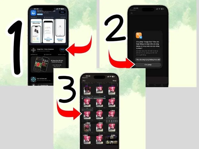 Cấp quyền truy cập và chọn các ảnh cần resize