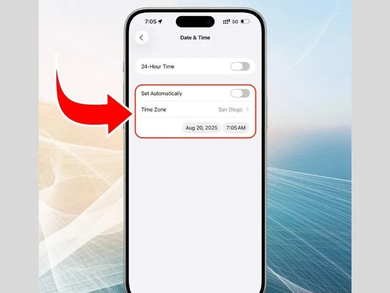 Cập nhật tự động theo múi giờ