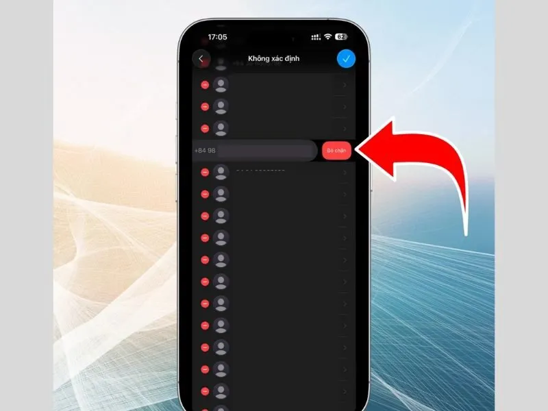 Xóa bỏ chặn là thành công