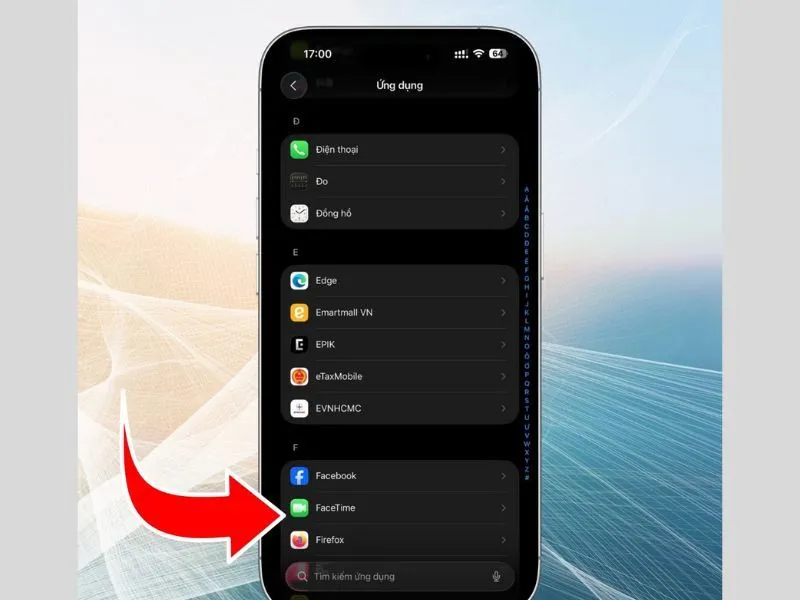 Mở cài đặt Facetime
