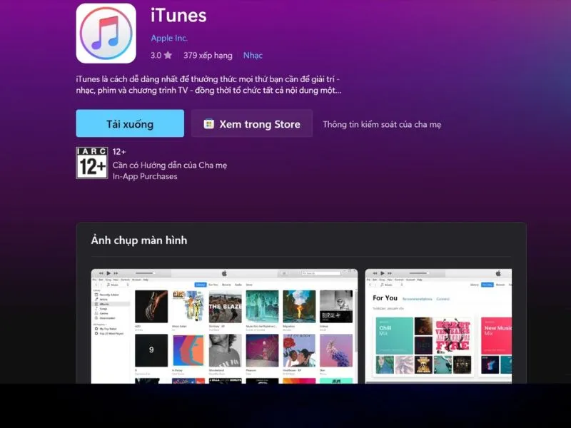 Tải và cập nhật ứng dụng iTune của Apple về máy