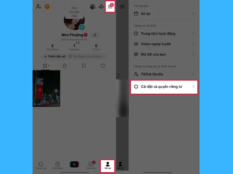 Vào mục Cài đặt và quyền riêng tư để chặn các video AI