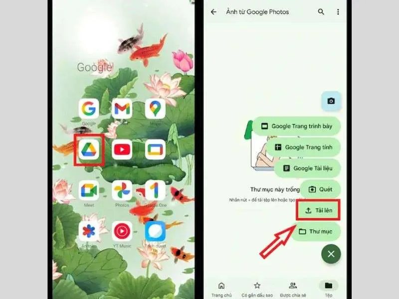 Tải ảnh lên để lưu trữ ở Google Drive