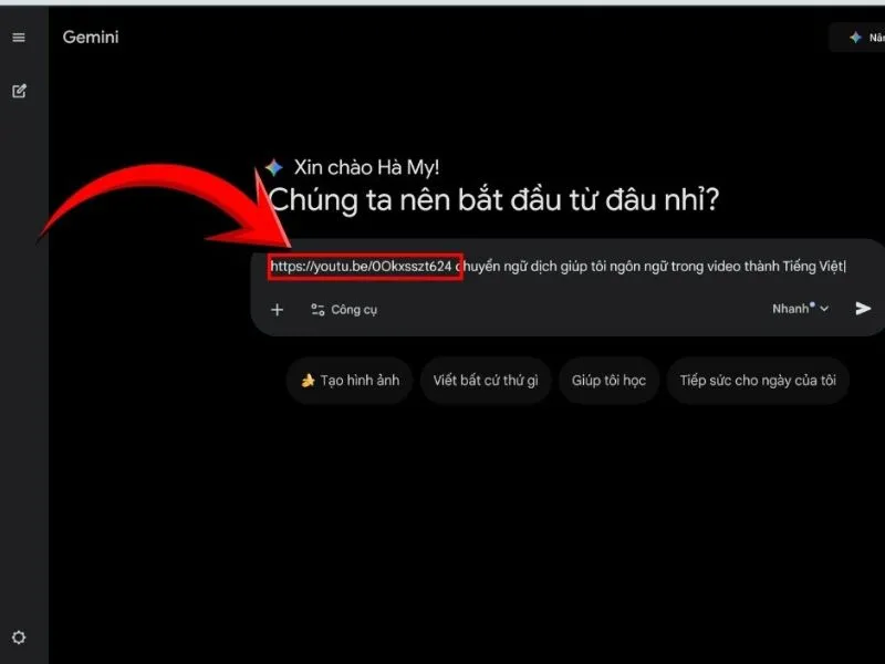 Dán video cần dịch vào Gemini AI