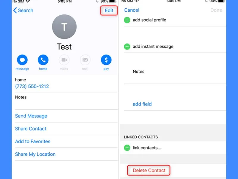 Cách xóa từng số điện thoại trên iPhone