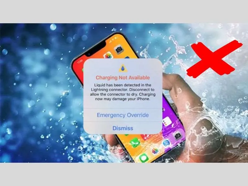 Cổng sạc iPhone báo ẩm do cáp sạc đã bị hư hỏng