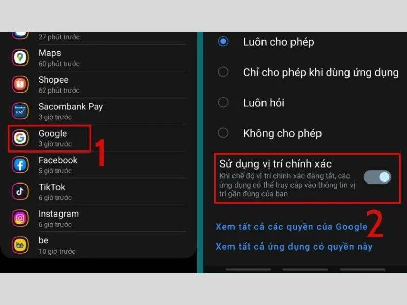 Gạt thanh công tắc sang chế độ ON