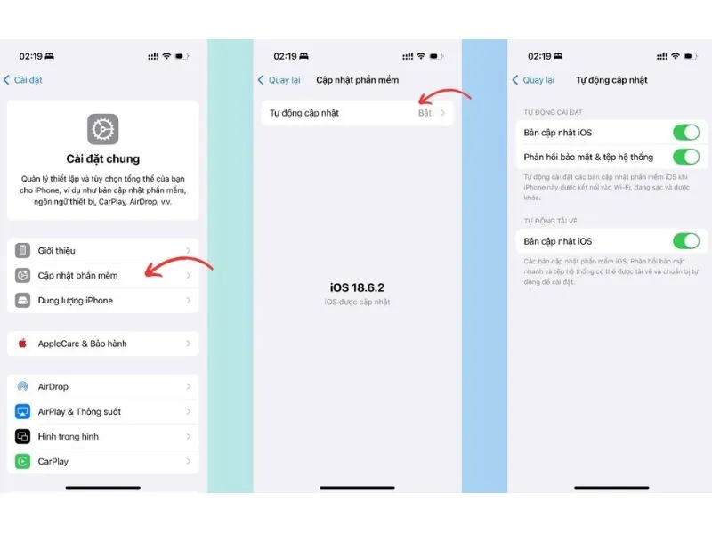 Bật tự động cập nhật iOS