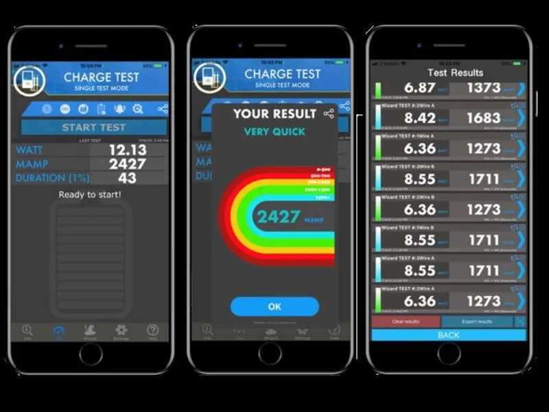 Thao tác kiểm tra tốc độ sạc pin điện thoại iPhone trên app
