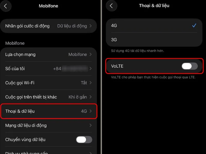 Các bước bật VoLTE để tăng chất lượng âm thanh trên điện thoại iPhone