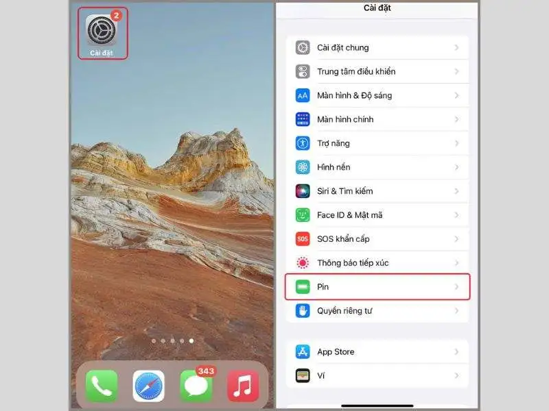 Tiến hành thao tác kiểm tra Pin iPhone