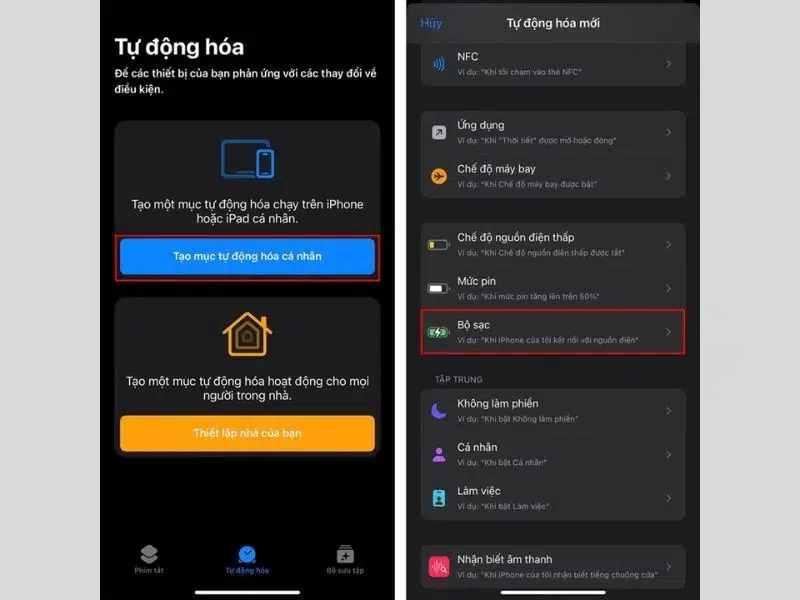 Thiết lập lại một lần nữa với tùy chọn Bộ sạc trên iPhone