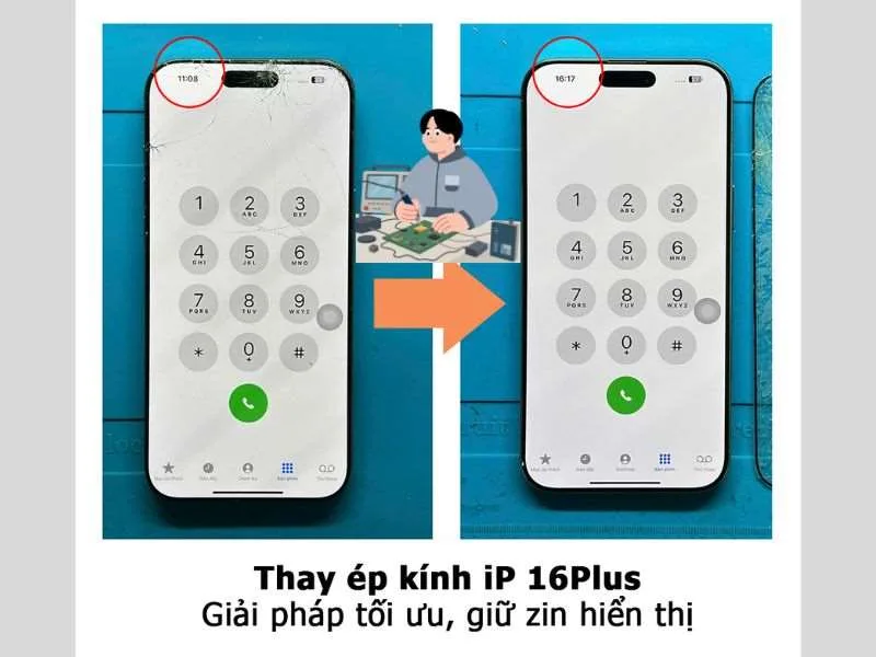 Thay ép kính iPhone 16 Plus chất lượng ở Đà Nẵng